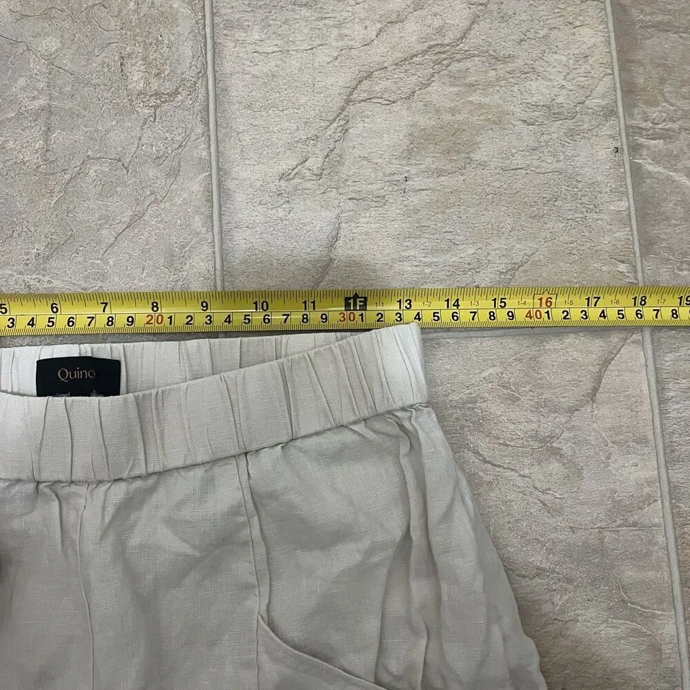 Quince Women’s S European Linen Tapered Ankle Pants Sand 100% Linen Pull On